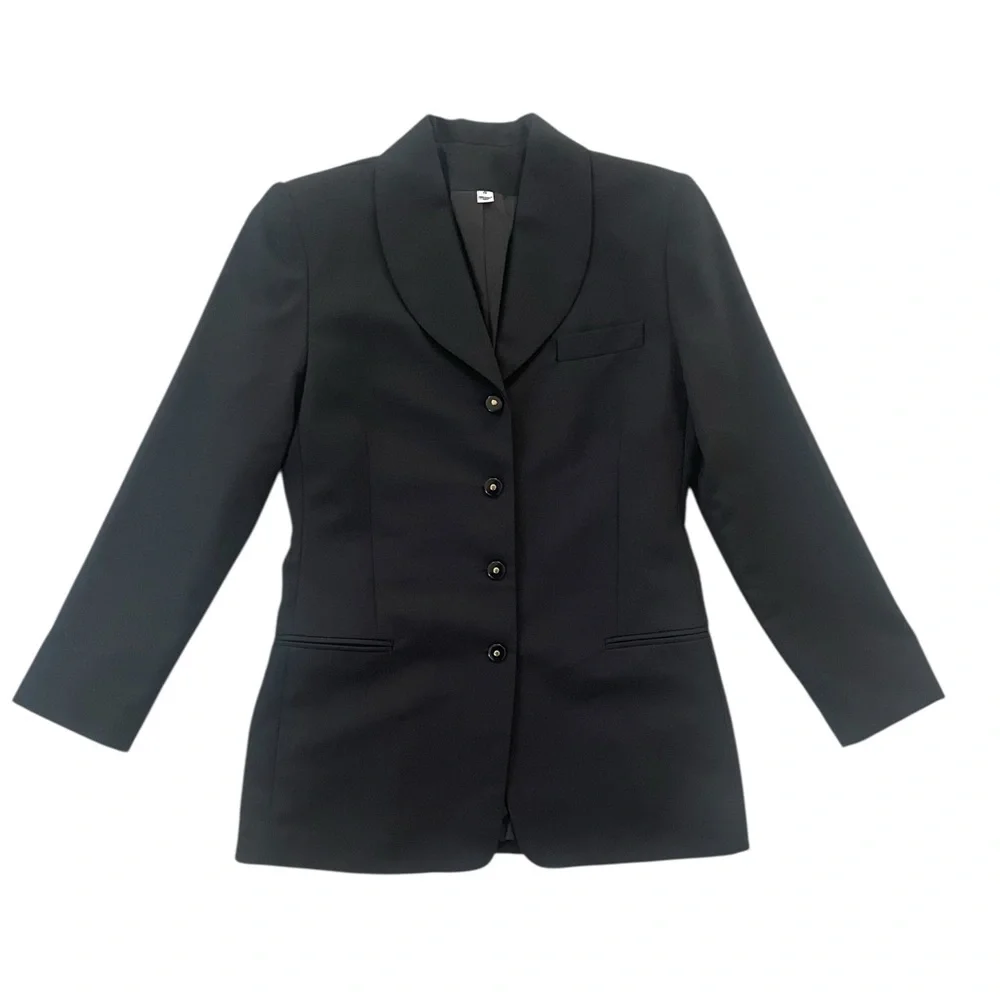 Black Wool Blend Vintage 90s Chanel Blazer‎